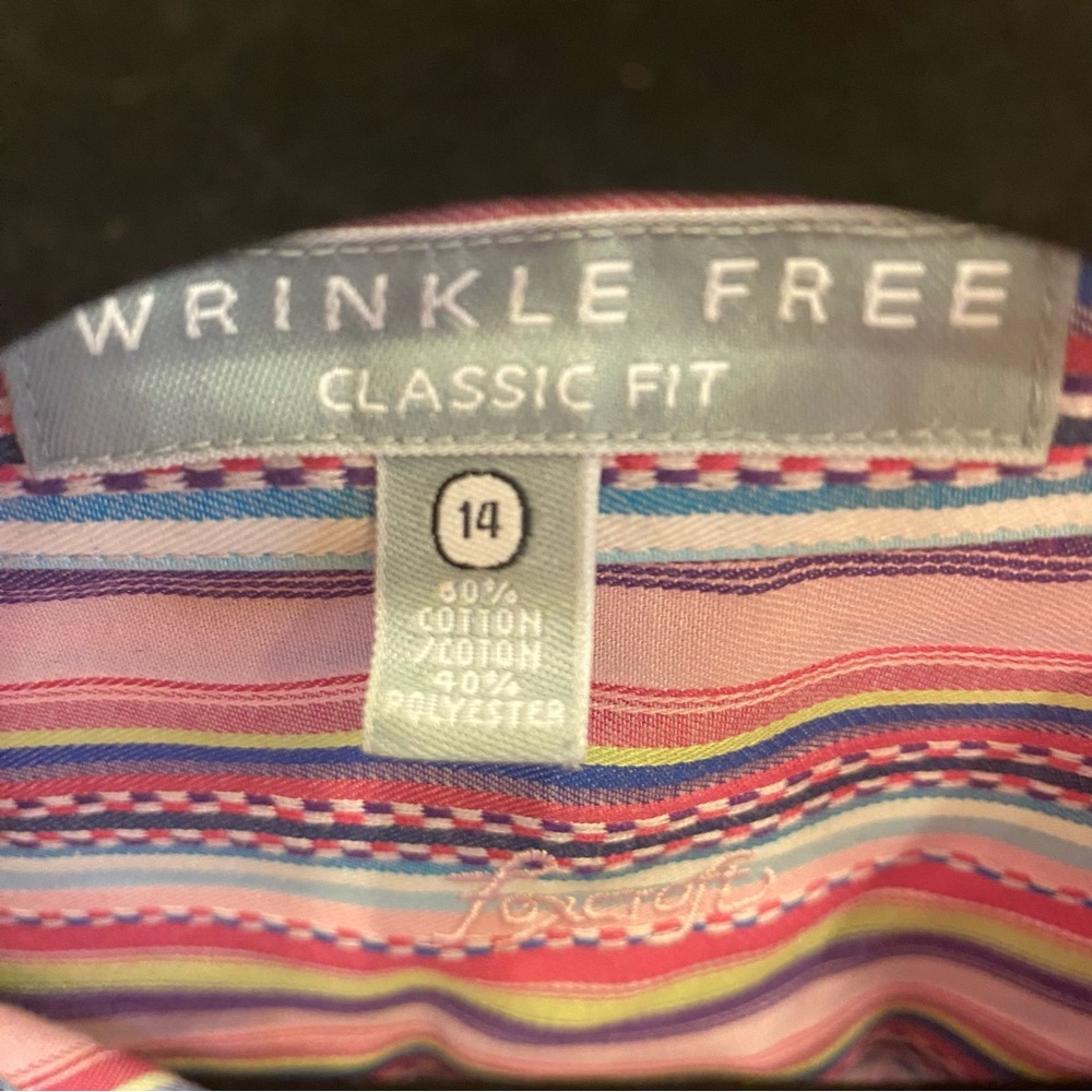 NWOT Women’s Foxcroft Multi Stripe Casual Button Down Long Sleeve Shirt Sz 14 - Picture 10 of 13